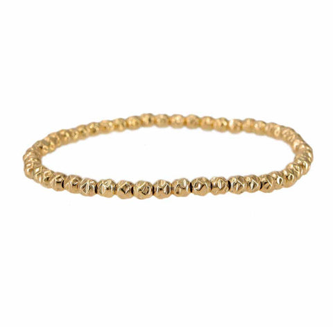 14K Gold Filled elastic bracelet with 4mm hammered ball bead