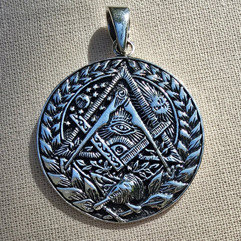 Pendant Sterling silver Masonic & Evil Eye - 27mm