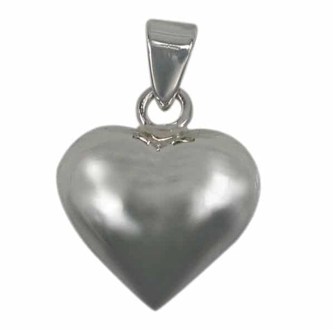 Sterling Silver smooth puffy heart shape pendant. Approximate heart size: 20mm diameter