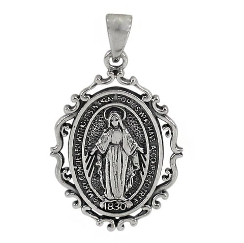 Pendant Sterling Silver Virgin Mary - 21x29mm