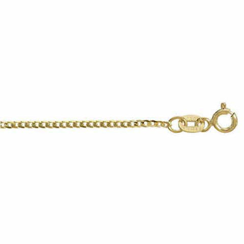 Anklet Solid Gold 10K Curb Chain 1.5mm 9"+1" ext.