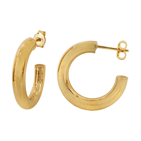 10K Solid Gold Stud Round Hoop Earrings