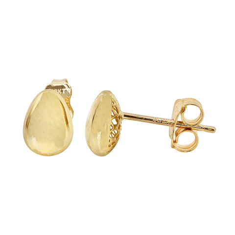 10K Solid Gold Stud Earrings Round Drop