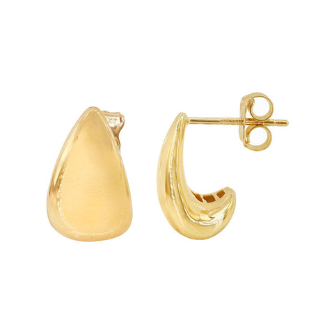 10K Solid Gold Stud Earrings Flat Teardrop 9x14mm 2