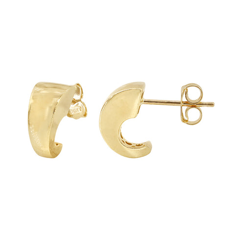 10K Solid Gold Stud Curved Mini Earrings