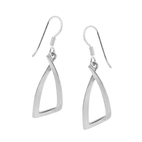 Hook Earrings Sterling silver, 11x24mm regular triangle drop