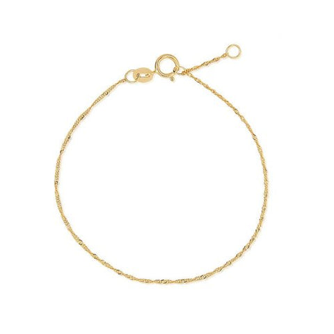 10K Yellow Gold Singapore Chain Anklet 1