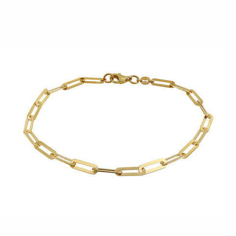 10K Gold 3mm flat paperclip bracelet 7″ length