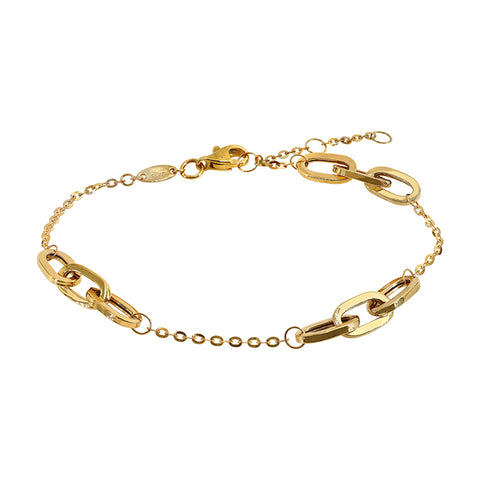 Bracelet 10K Solid Gold Paperclip & Oval 7.5 inches 