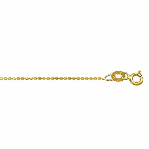 1.2mm Solid Gold Diamond Cut bead Chain