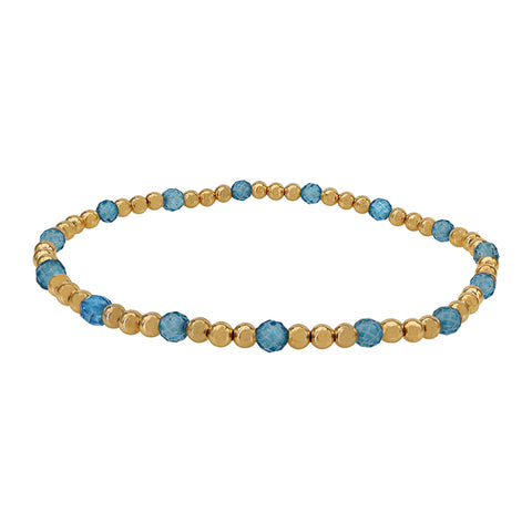 14K Gold Filled Bracelet 3mm beads, Tourmaline, Blue Topaz, Pearls