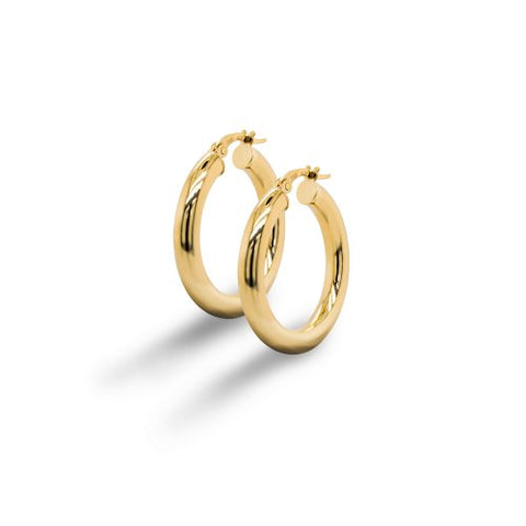 GOLDEN HARE Collection 10k Yellow Gold Tube Hoops Bunny Closure 4x33mm 6