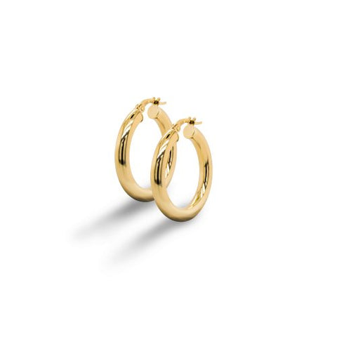 GOLDEN HARE Collection 10k Yellow Gold Tube Hoops Bunny Closure 4x28mm 5