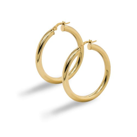 GOLDEN HARE Collection 10k Yellow Gold Tube Hoops Bunny Closure 4x48mm