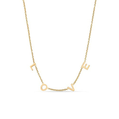 10K Solid Yellow Gold LOVE Letter Necklace