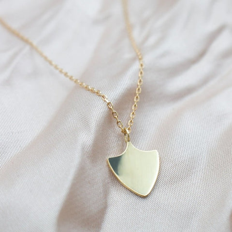 10K Solid Gold Shield Necklace