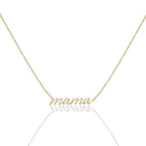 10K Solid Gold Script Mama Necklace