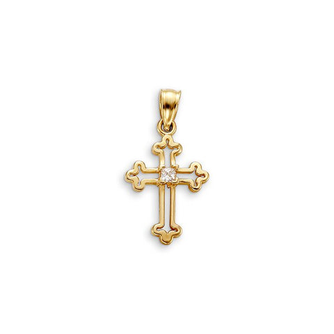 Pendant Solid Gold 10K Cross CZ