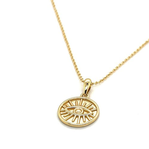 Vermeil Plain Evil Eye Evil Eye Coin Necklace