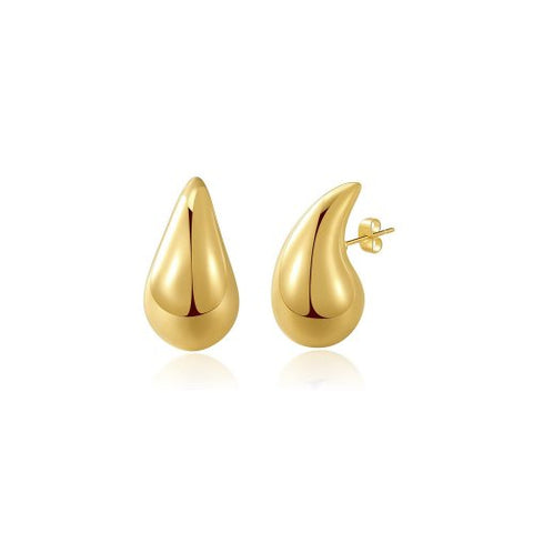 Gold Plated Vermeil Stud Earrings Tear drop 20mm Half Moon 