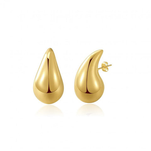 Sterling Silver & Gold Vermeil Chunky Luminara  L-25mm Tear Drop Stud Earrings