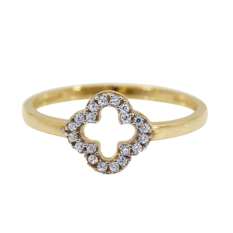 Ring 10k Solid Gold, Clover CZ