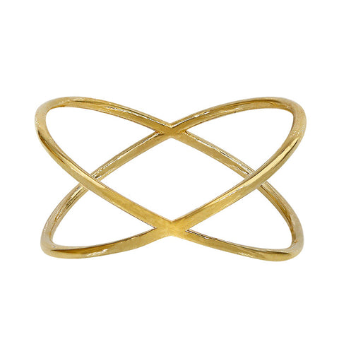 Ring 10K Solid Gold Criss Cross