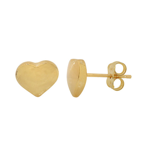 Stud Earrings 10K Solid Gold Heart