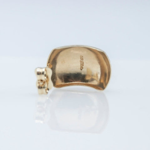 The 10K Solid Gold Chunky Half Dome Stud Hoop earrings 2