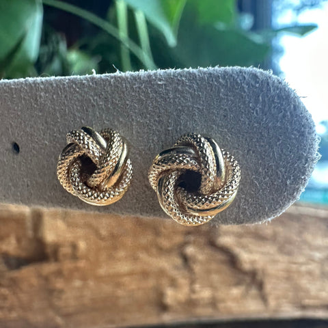 Stud Earrings 10K Solid Gold Love Knot 11