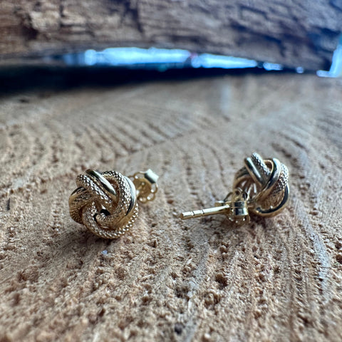 Stud Earrings 10K Solid Gold Love Knot 12