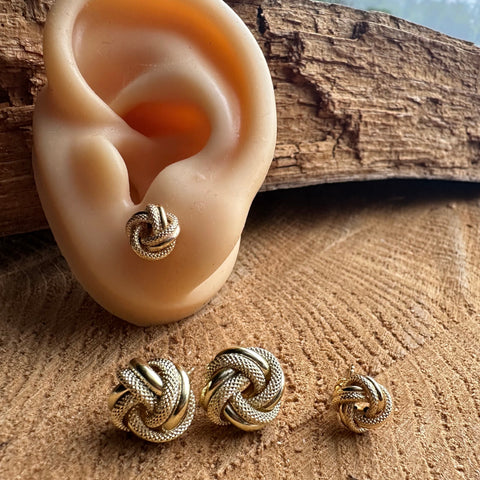 Stud Earrings 10K Solid Gold Love Knot 10