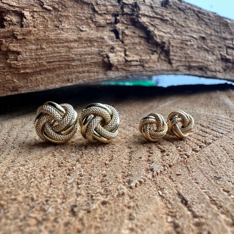 Stud Earrings 10K Solid Gold Love Knot 9