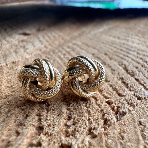 Stud Earrings 10K Solid Gold Love Knot 4