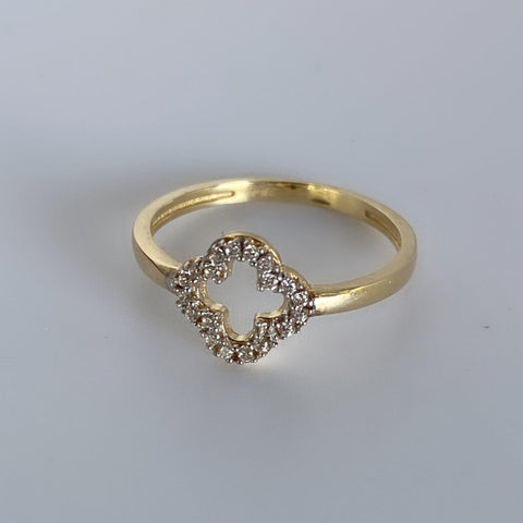 Ring 10k Solid Gold, Clover CZ