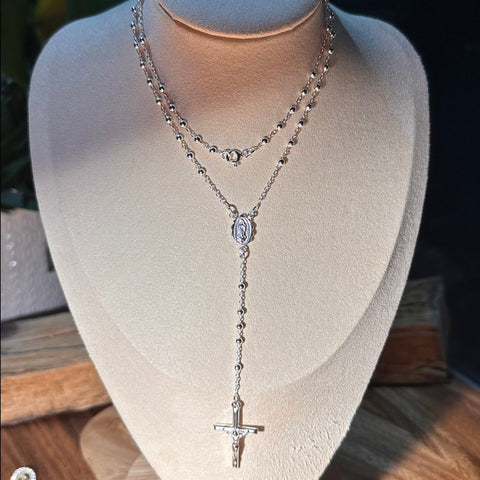 5 Rosary Necklace DIVINE CONNECTION Sterling Silver