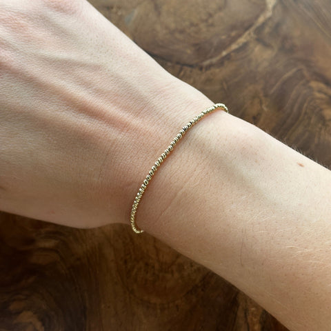 Solid 10K Gold Bracelet Diamond cut beads dainty jewelry 