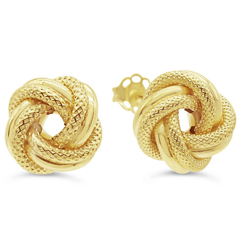 Stud Earrings 10K Solid Gold Love Knot 1