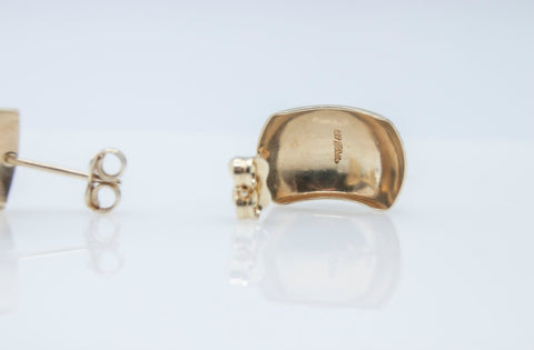 The 10K Solid Gold Chunky Half Dome Stud Hoop earrings 5