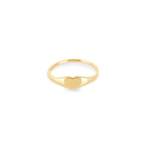 Ring 10K Solid Gold Petite Signet Heart