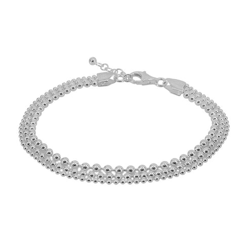 Bracelet Sterling Silver Triple Beaded Chain