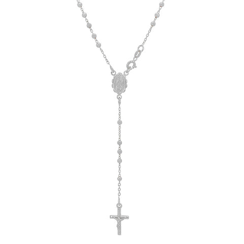 Sterling Silver Rosary Necklace with 3mm beads 18”