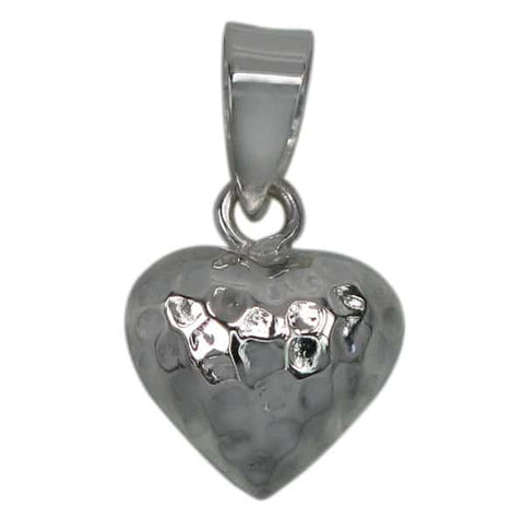 Sterling Silver Hammered style puffy heart Pendant 13mm x 7mm 1