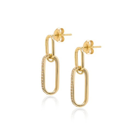 Sterling Silver Gold Vermeil Trendy CZ Paperclip Links Studs 3