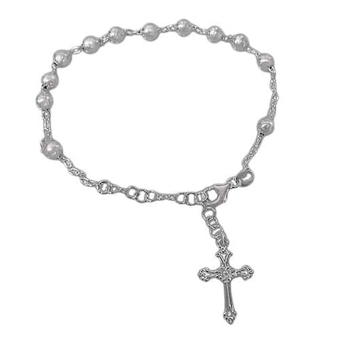 Bracelet Sterling Silver Rosary 5mm bead 7”+1”