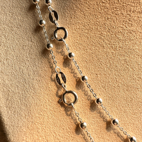 3mm Bead Chain Necklace Sterling Silver MOON