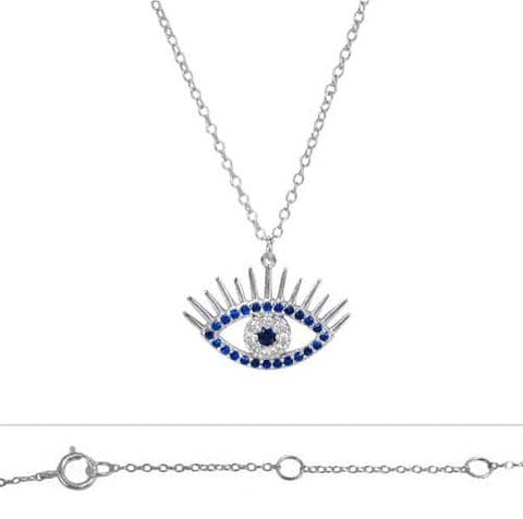 Necklace Sterling Silver, Evil Eye 13x20mm