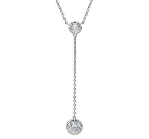 Necklace Sterling Silver dangling long CZ charm 1