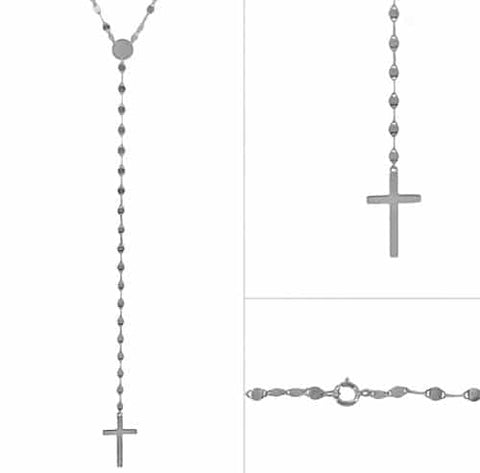 Necklace Sterling Silver, Rosary 24"