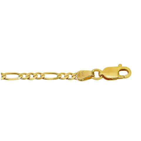 * 14K Figaro Chain Solid Gold 2.65mm For Him